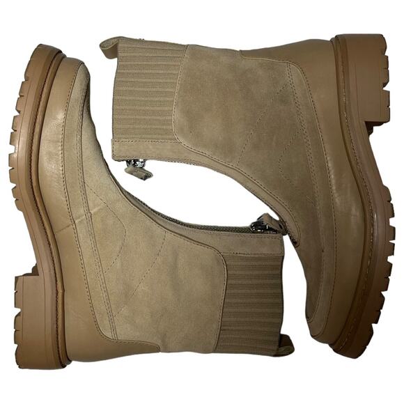 Sam Edelman Boots Womens 8 Leone Leather Chunky Mid Calf Combat Shoes Tan - Picture 11 of 16